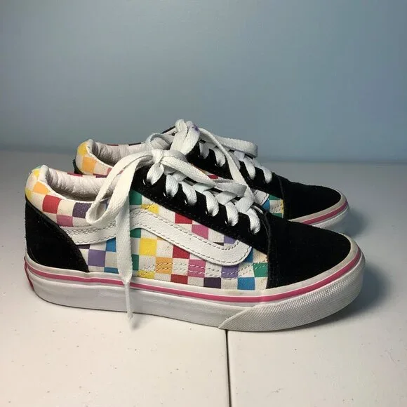 Vans Kids Sz 1 Off the Wall Checkerboard Multicolor Sneakers 721356 Skater Shoe - Picture 1 of 9